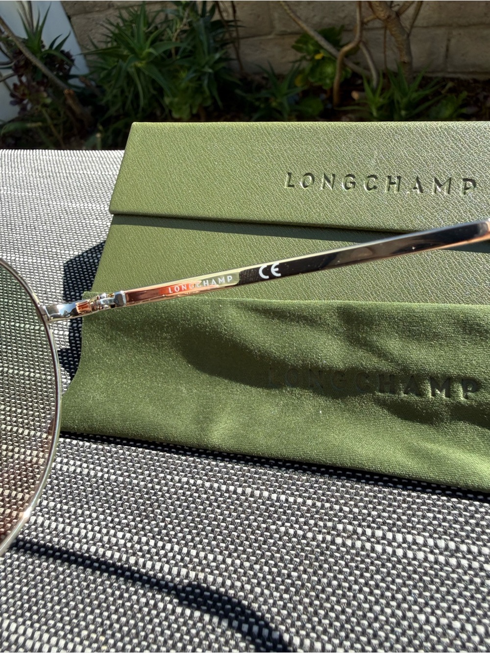 Longchamp Silver Round Sunglasses with Tortoiseshell Temples - Picture 4 of 5